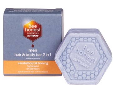 Haar + lichaam zeepbar man sandelhout + honing van Bee honest co